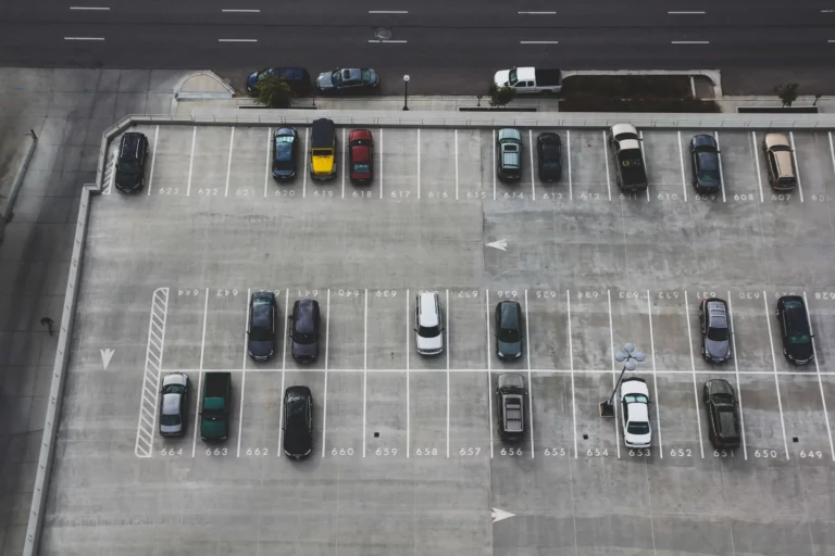Top view of a parking lot.