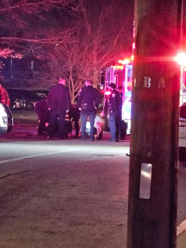 Hit and run in Providence, Rhode Island North Main Street. A man lays on the street from being struck.