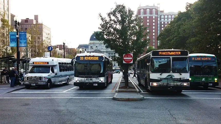 RIPTA busses at Kennedy Plaza.