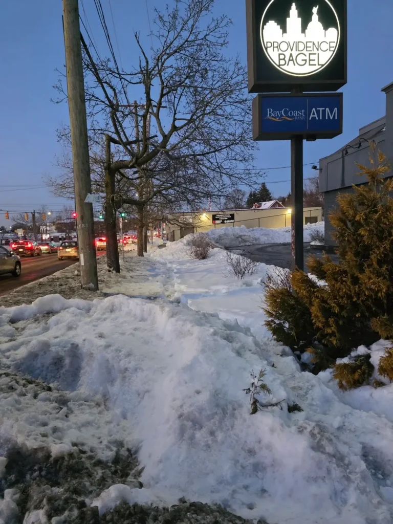 Providence bagel unshoveled sidewalk.